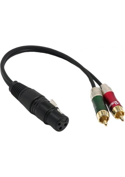 Xlr Dişi Ila Çift Rca Erkek Fiş Ses Kablosu Mikrofon Ayırıcı Tel 30CM (Yurt Dışından)