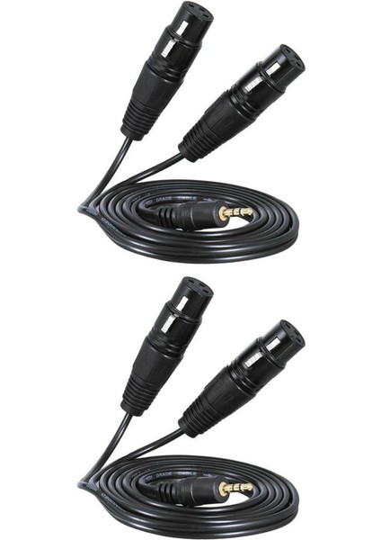 2x 3,5mm 1/8 Trs Xlr Yama Kablosu Dengeli Ara Bağlantı Ses Kablosu 3m + 1.5m (Yurt Dışından)