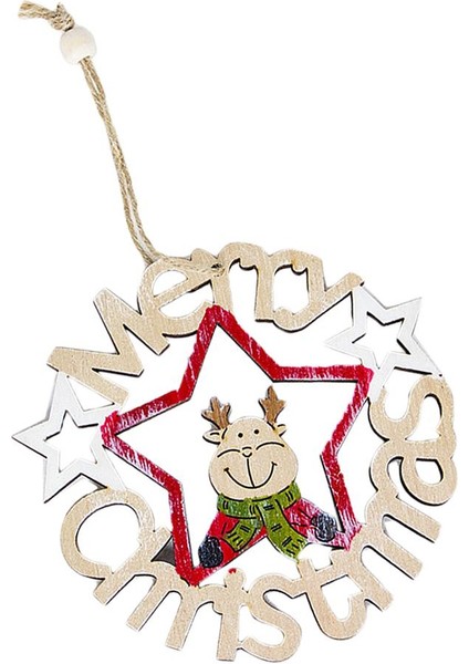 Asma Ahşap Noel Ağacı Rasyon Ahşap Kolye Asma Kardan Adam Geyik Süslemesi - 130X120MM 130X120MM (Yurt Dışından)