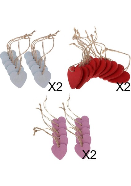 60X Ahşap Şekiller Kalpler Süslemesi Zanaat Boş Diy Ahşap 20 Stück (Blau+Rot+Lila) (Yurt Dışından)