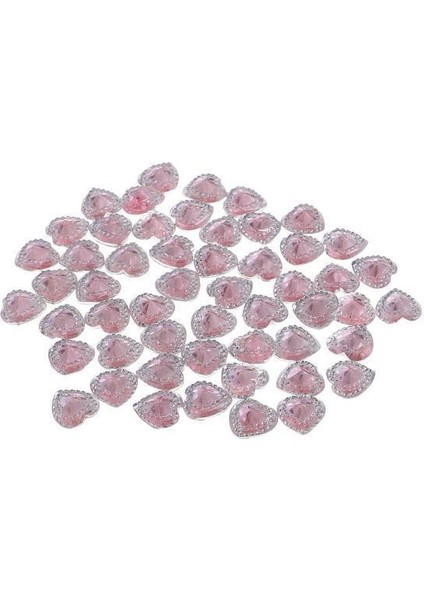 2x 50 Pcs 12MM Kalp Reçine Rhinestone Flatback Düğmeleri Çift Matkap Hafif Pembe (Yurt Dışından)
