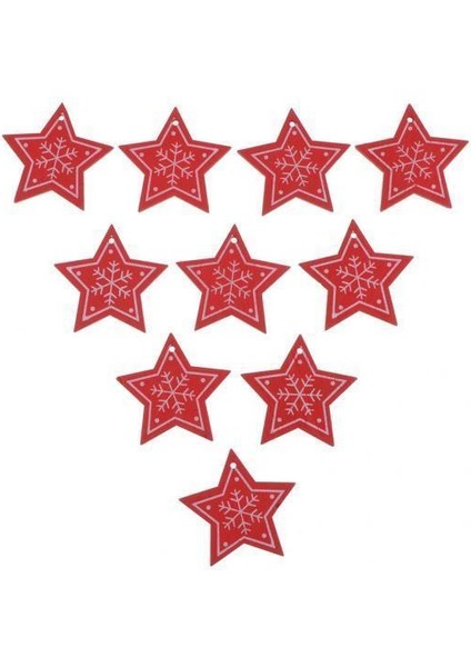 2X10X Kar Tanesi Ahşap Pentagram Dilim Parçaları Beş Sivri Kırmızı 2 Adet (Yurt Dışından)