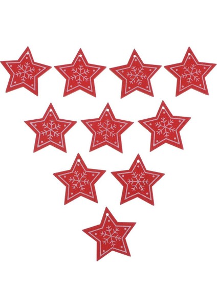 2X10X Kar Tanesi Ahşap Pentagram Dilim Parçaları Beş Sivri Kırmızı 2 Adet (Yurt Dışından)