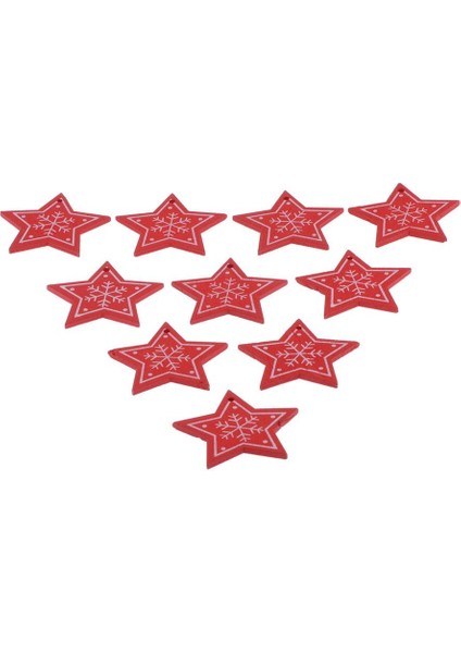 2X10X Kar Tanesi Ahşap Pentagram Dilim Parçaları Beş Sivri Kırmızı 2 Adet (Yurt Dışından)