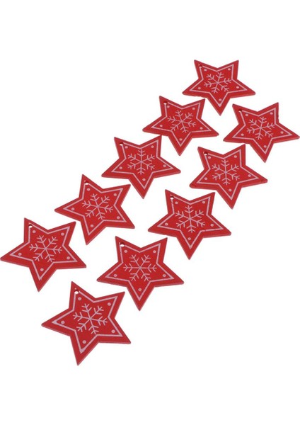 2X10X Kar Tanesi Ahşap Pentagram Dilim Parçaları Beş Sivri Kırmızı 2 Adet (Yurt Dışından)