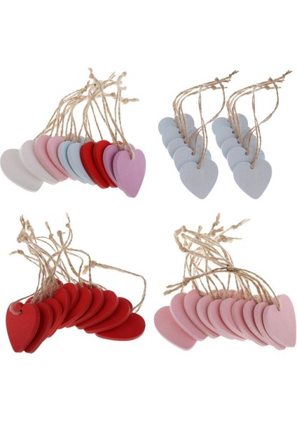 40X Boyalı Ahşap Kalp Etiketleri Asılı Dıy El Sanatları 10 Stück (Mischfarbe+Blau+Rot+Rosa) (Yurt Dışından)