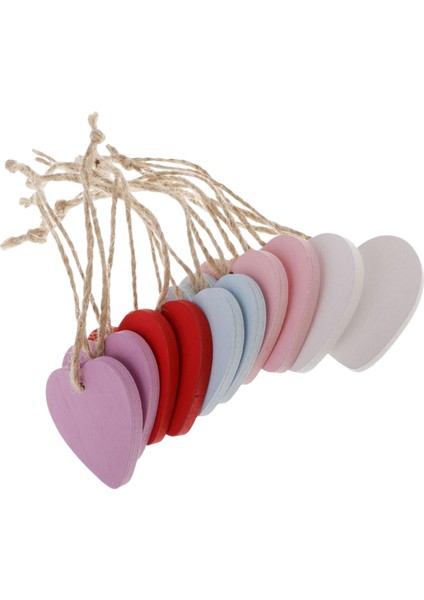 40X Boyalı Ahşap Kalp Etiketleri Asılı Dıy El Sanatları 10 Stück (Mischfarbe+Blau+Rot+Rosa) (Yurt Dışından)