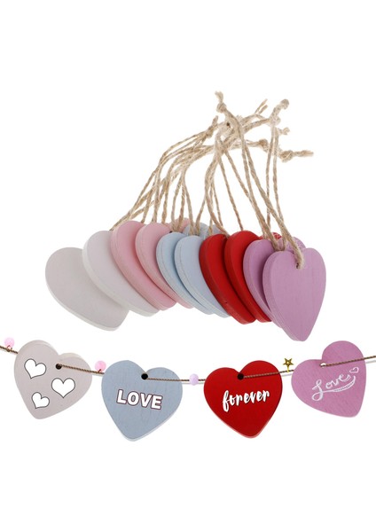 40X Boyalı Ahşap Kalp Etiketleri Asılı Dıy El Sanatları 10 Stück (Mischfarbe+Blau+Rot+Rosa) (Yurt Dışından)