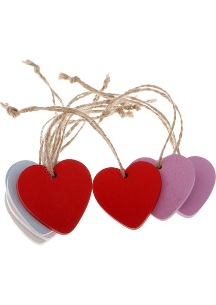 40X Boyalı Ahşap Kalp Etiketleri Asılı Dıy El Sanatları 10 Stück (Mischfarbe+Blau+Rot+Rosa) (Yurt Dışından)