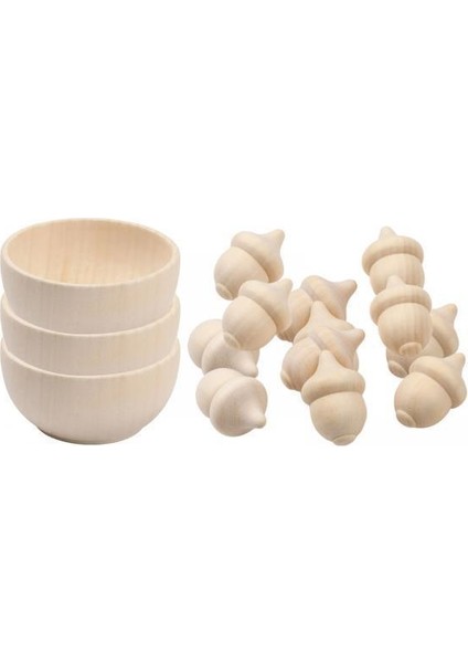 2x Doğal Ahşap Peş Basağı Kiti Set Sayma ve Sıralama Dıy El Sanatları (Yurt Dışından)