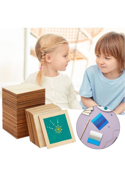 60X Bitmemiş Kare Ahşap Parçalar Ahşap Dilimler Proje El Sanatları Diy Noel (Yurt Dışından)
