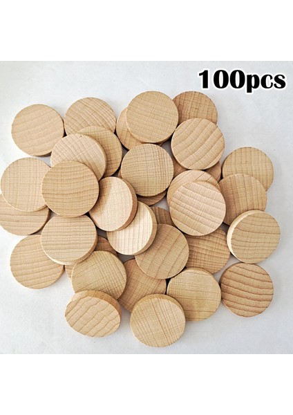 100 Adet Ahşap Parçalar Diy 0.8in Doğal Sanat Çipleri Bitmemiş Ahşap Dilim 20MM Ray (Yurt Dışından) fırsatları