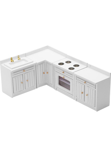 Modern Minyatür Mutfak ve Lavabo Dolabı Tezgahı Ev Dekor Oyuncak (Yurt Dışından)