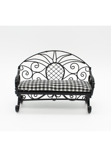 1:12 Metal Çift Kanepe Mobilya Minyatür Dollhouse Aksesuarları Dekorasyonu (Yurt Dışından) modelleri