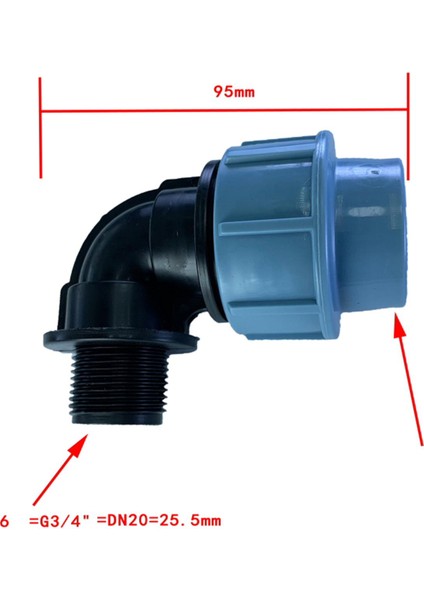 Pe 20/25/32MM Iplik Tüp Bağlantı Parçaları Hızlı Konektör Su Borusu Konektörleri 90 Derece Erkek 25MM (Yurt Dışından)