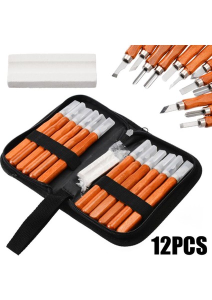 12PCS Oyma Set El Aletleri Ahşap Işçilik Kiti Kiti (Yurt Dışından)