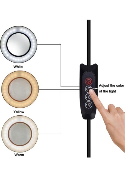 USB 5x Büyüteçli Cam Kelepleme Taban ile Büyük Masa LED Lambası (Yurt Dışından)