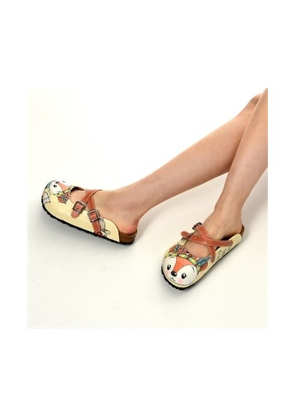 Azizsahinshoes 5410 Tilki Desenli Çapraz Sabo Terlik fiyatları
