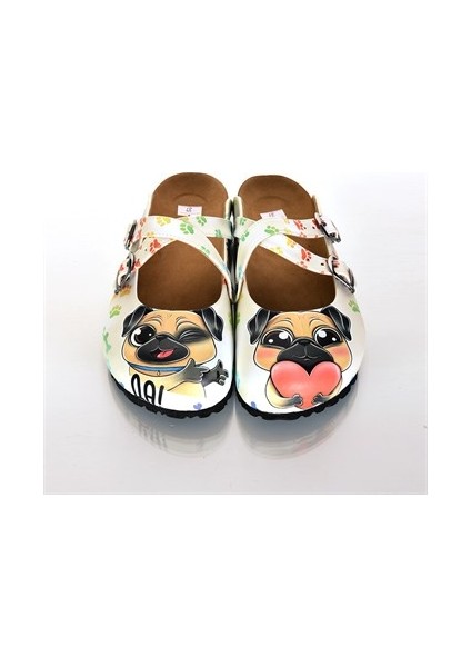 Azizsahinshoes 6297 Aşık Köpekler Çapraz Sabo Terlik