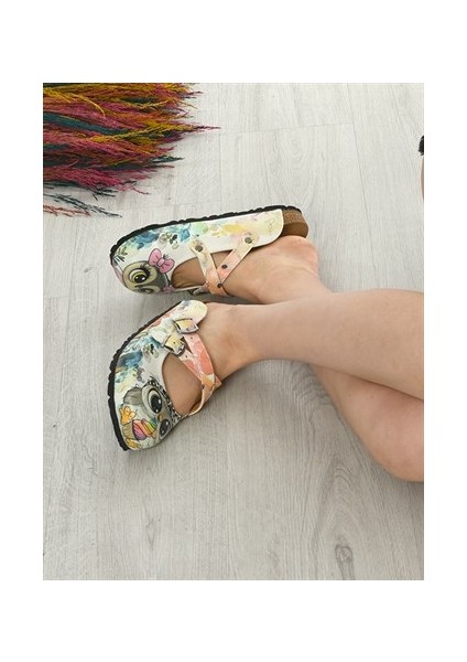 Azizsahinshoes 6309 Baykuşlu Çapraz Sabo Terlik