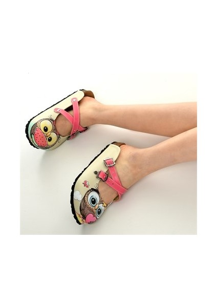 Azizsahinshoes 5403 Baykuşlar Çapraz Sabo Terlik