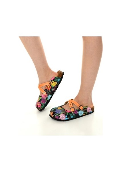 Azizsahinshoes 5419 Renkli Çiçek Çapraz Sabo Terlik fiyatları