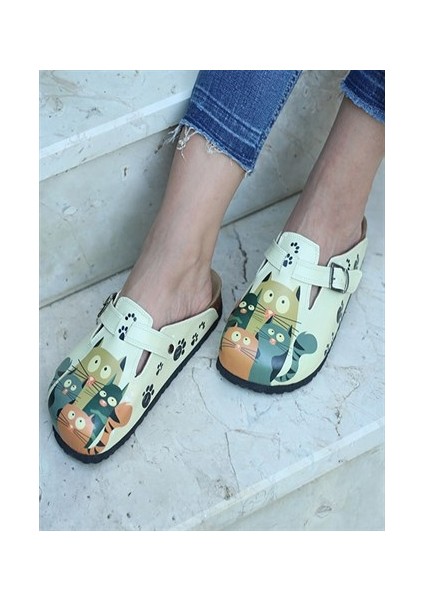 Azizsahinshoes 5002 Komik Kediler Sabo Terlik indirimleri