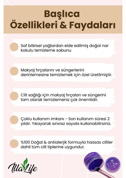 ✨🧼🧽💥İlla Life Pure Clean Makyaj Fırçası & Süngeri Temizleme Sabunu + Silikon Mat modelleri