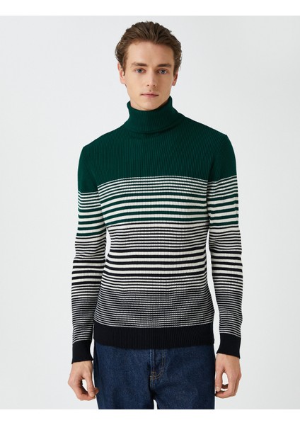 Basic Triko Kazak Balıkçı Yaka Renk Bloklu Dar Kesim modelleri