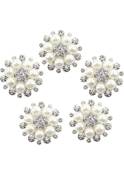 5pcs Çiçek Düğmesi Elbise Zanaat Diy Süslemeler 30MM Beyaz (Yurt Dışından)