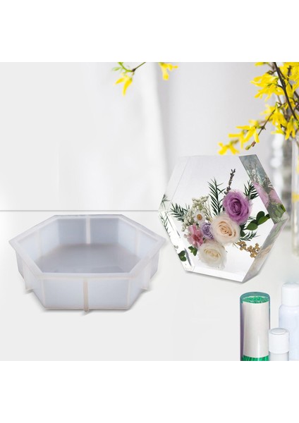 Silikon Epoksi Reçine Döküm Kalıp Kurutulmuş Çiçekler Mum Altıgen