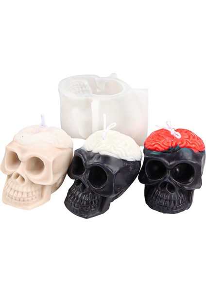 3D Kafatası Silikon Mum Çikolata Alçı Kalıp Reçine Korku modelleri