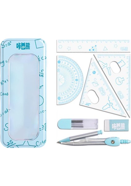 Matematik Geometri Silgi Çizim Malzemeleri Okul Matematik Aracı Kiti Mavi