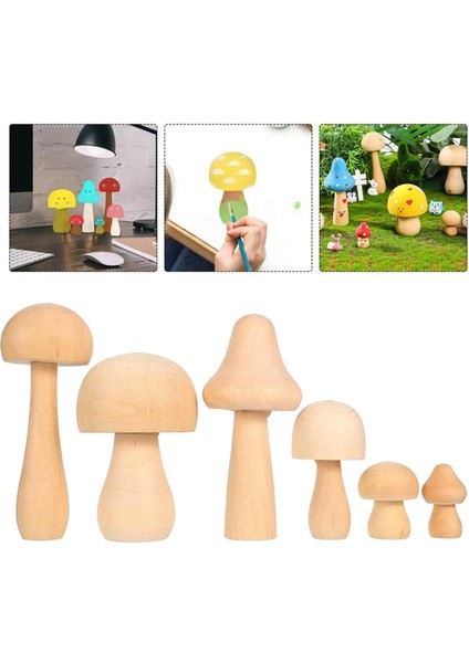 Boyamasız 6 Mikrokahverengi Mantar Sade Peg Bebek Seti Dekor Dekor fırsatları