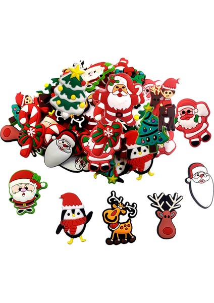 Plastik Düz Sırtlı Noel Zanaat Sevimli Balçık Cazibe Düğmesi Set Süsleme 100PCS(Yurt Dışından)