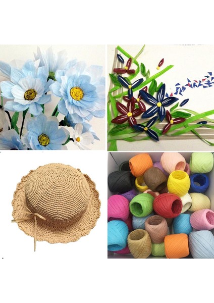 2x Rafya Kağıt Şerit Halat Hediye Paketleme Dekor Düğün Partisi Diy Yeşil ve Kırmızı (Yurt Dışından) modelleri