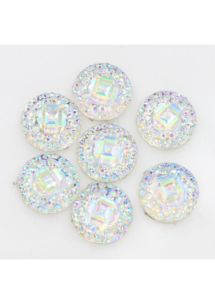 100PCS 12MM Reçine Yuvarlak Düz Rhinestone Düğmeleri Diy Düğün El Sanatları Parlak (Yurt Dışından)