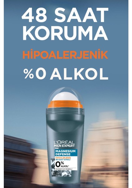 L'oreal Paris Men Expert Erkek Deodorant Magnesıum Defense Hipoalerjenik Roll On 50 ml