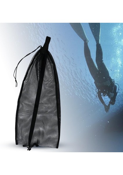 Tüplü Dalış Şnorkel Ekipmanı Siyah Için Drawstring Mesh Torba Omuz Kayışı (Yurt Dışından)