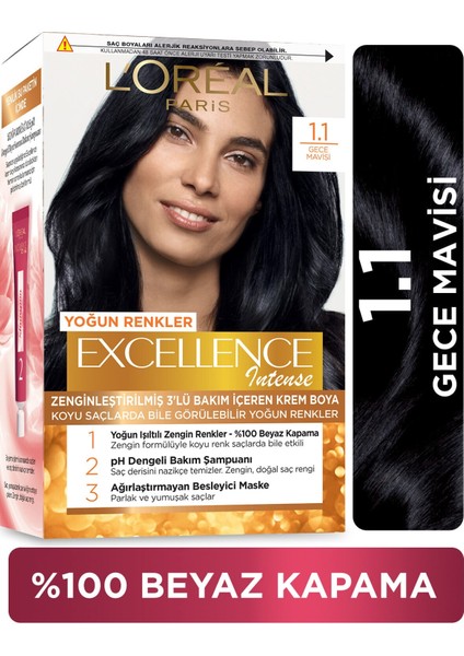 L'Oréal Paris LOreal Paris L'oreal Paris Excellence Intense Saç Boyası - 1.1 Gece Siyahı