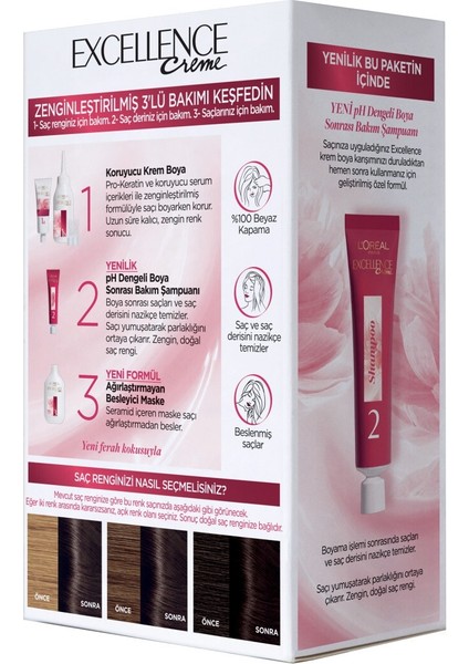 L'oreal Paris Excellence Creme Saç Boyası 2 Siyah fırsatları