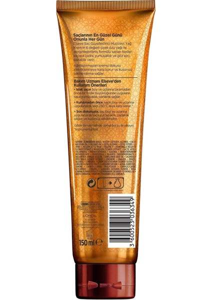 L'oréal Paris Mucizevi Yağ Saç Güzelleştirici Krem 150 ml - Kuru ve Sert Saçlar modelleri