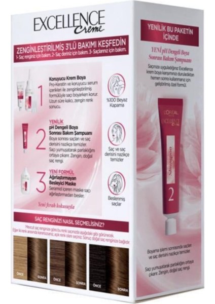 L'oreal Paris Excellence Creme Saç Boyası - 7.1 Küllü Kumral 3'lü Set fırsatları