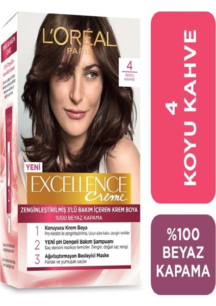 L'oreal Paris L'oréal Paris Excellence Creme Saç Boyası - 4 Koyu Kahve