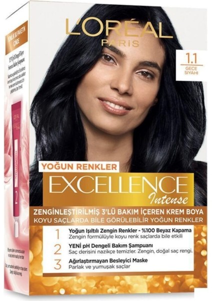 L'Oréal Paris LOreal Paris L'oreal Paris Excellence Intense 1.1 Gece Siyahı Saç Boyası