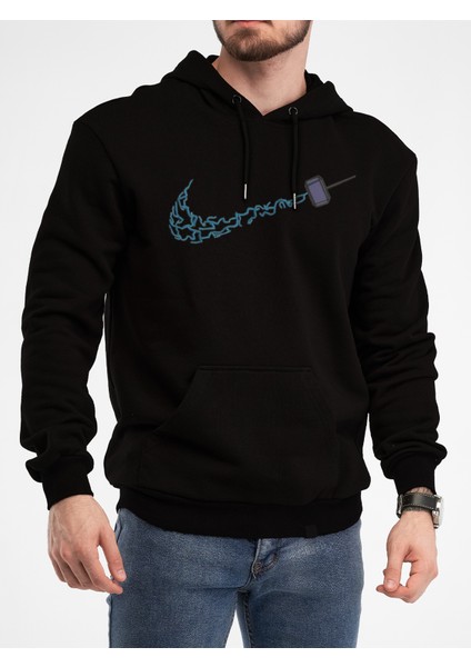 Oversize Sweatshirt & Hoodie Thor Mjolnir Baskılı