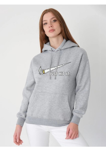 Oversize Sweatshirt & Hoodie Just Hıt It Baskılı