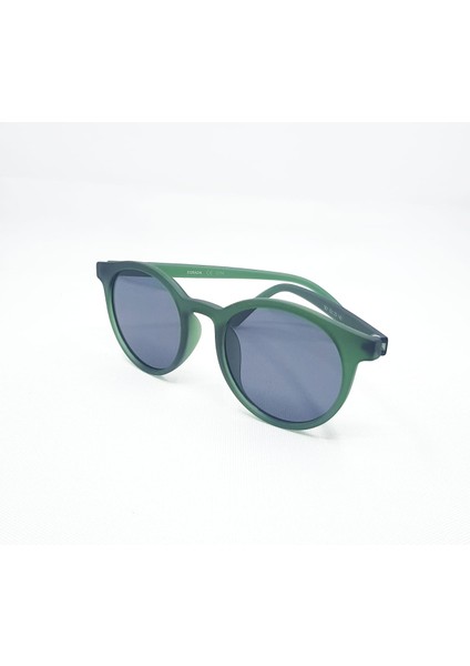 Unisex Yuvarlak Yeşil Çerçeve Füme Cam Güneş Gözlüğü 1001 07M 53-20-140