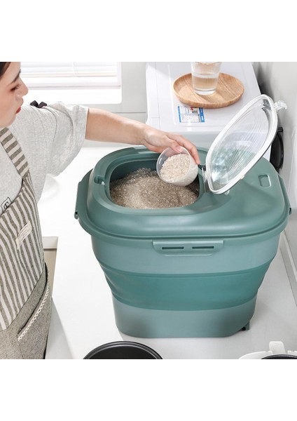 Katlanabilir Pirinç Saklama Konteyneri Depolama Kutusu 25 kg. - Yeşil (Yurt Dışından)