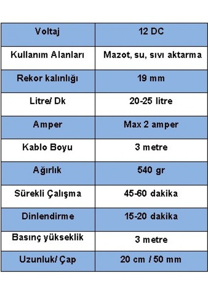 Dalgıç Mazot Pompası 12 Volt Büyük